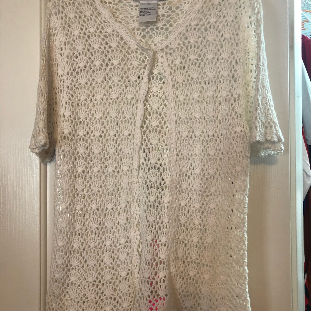 Women’s white crochet sweater size 10